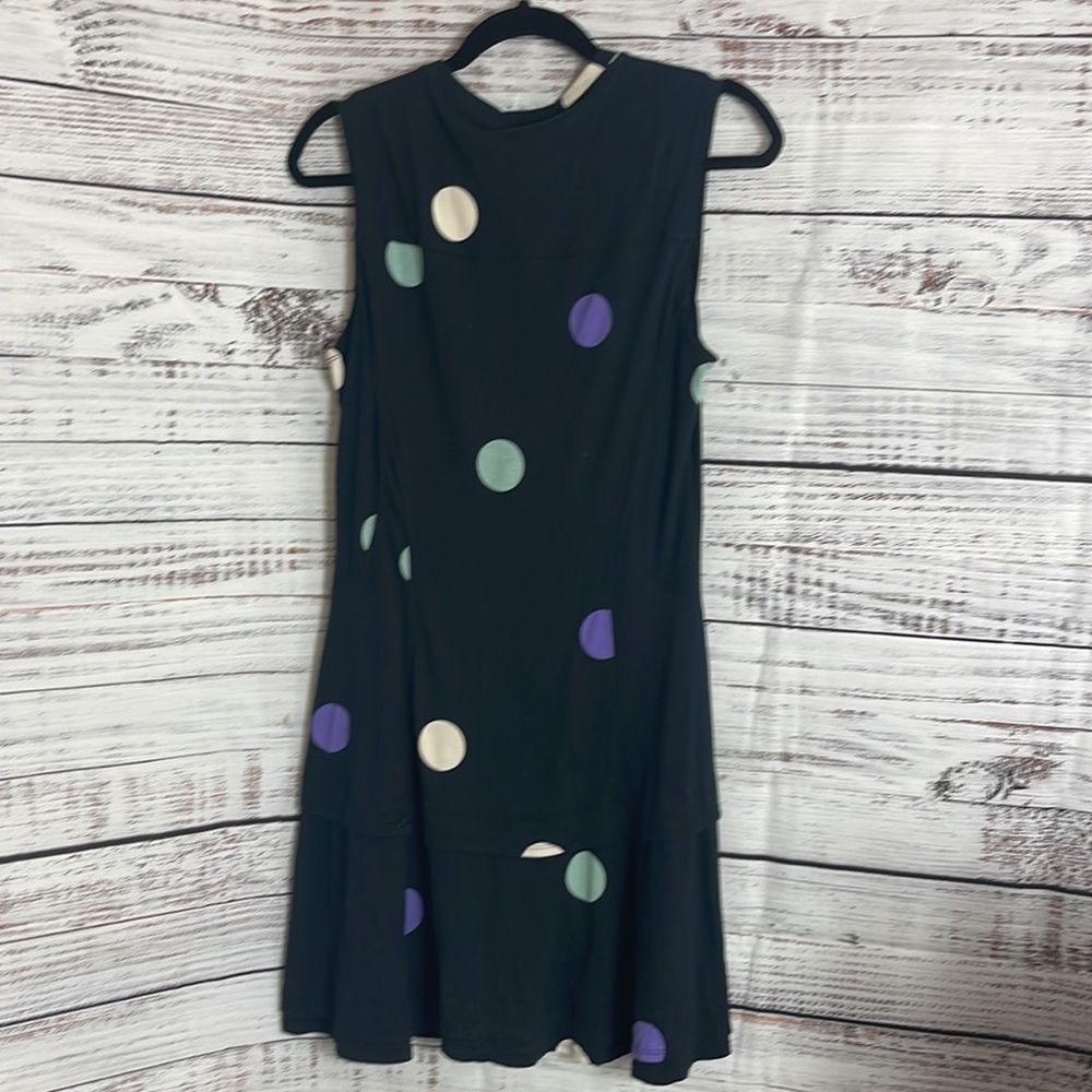 10 Crosby Derek Lam Black Mini Dress with Pastel Polka Dots - Picture 7 of 9